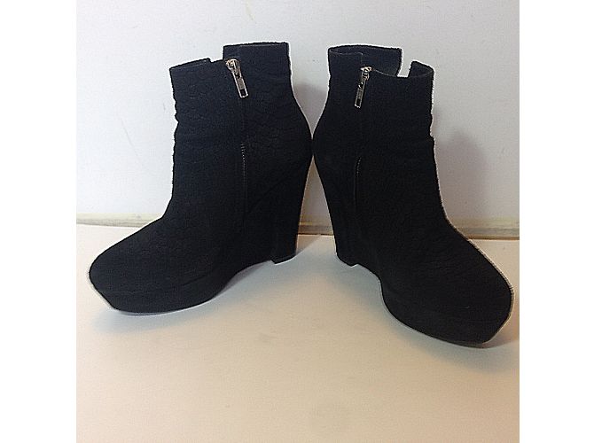 Botines The Kooples de ante negro con estampado cocodrilo 38 - vista 7
