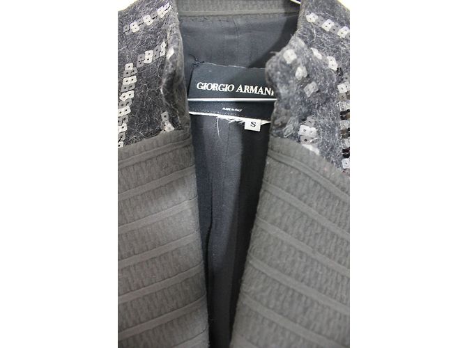 Armani short jacket black wool silver sequins Silvery - view 12