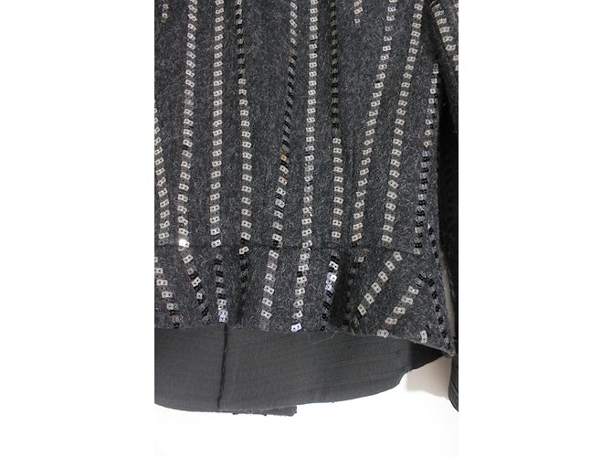 Armani short jacket black wool silver sequins Silvery - view 14