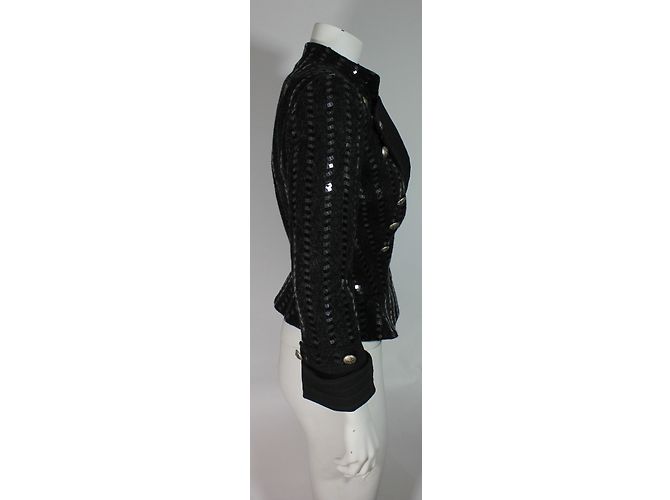 Armani short jacket black wool silver sequins Silvery - view 8