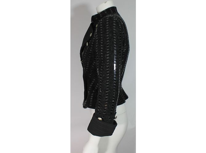 Armani short jacket black wool silver sequins Silvery - view 9
