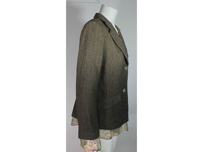 Autre Marque Yuki Torii Wolljacke mit Chevron Muster Braun Weiß - Ansicht 3