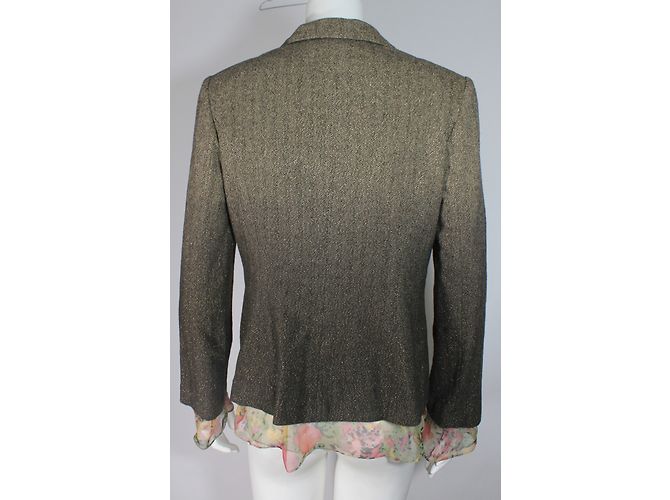 Autre Marque Yuki Torii Wolljacke mit Chevron Muster Braun Weiß - Ansicht 4