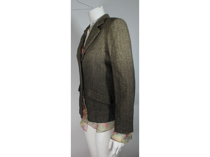 Autre Marque Yuki Torii Wolljacke mit Chevron Muster Braun Weiß - Ansicht 5