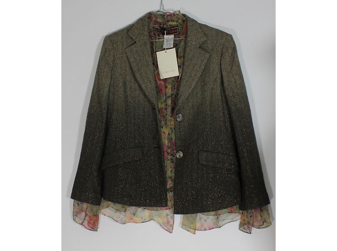 Autre Marque Yuki Torii Wolljacke mit Chevron Muster Braun Weiß - Ansicht 6