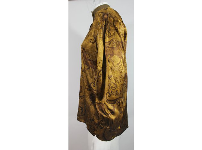 Escada Camicetta di seta marrone dorata D'oro - vista 3