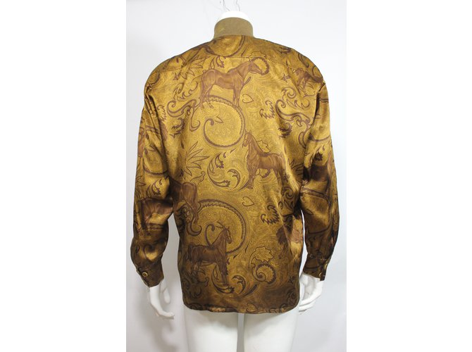 Escada Camicetta di seta marrone dorata D'oro - vista 5