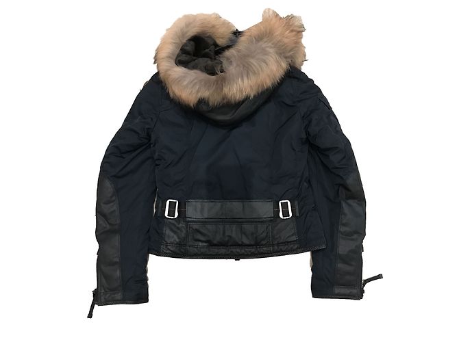 Parajumpers Down Jacket Navy Blue Black Leather - view 2