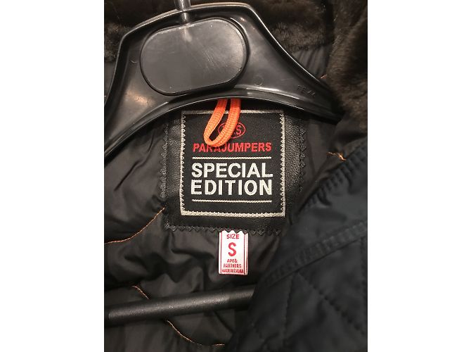 Parajumpers Down Jacket Navy Blue Black Leather - view 5