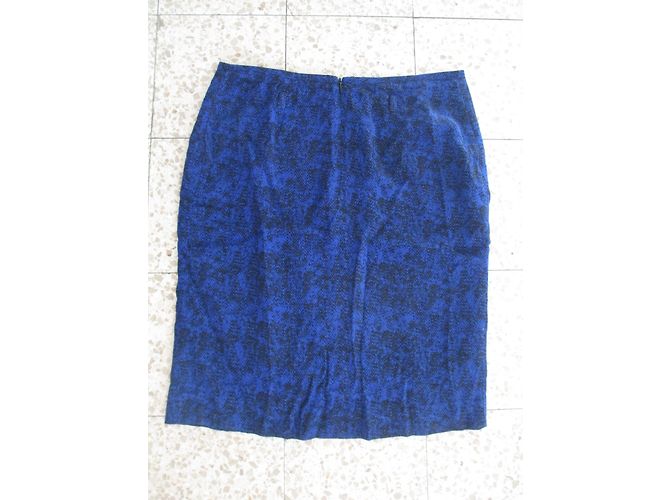 Falda lápiz estampada CAROLL azul y negra de viscosa Negro - vista 3