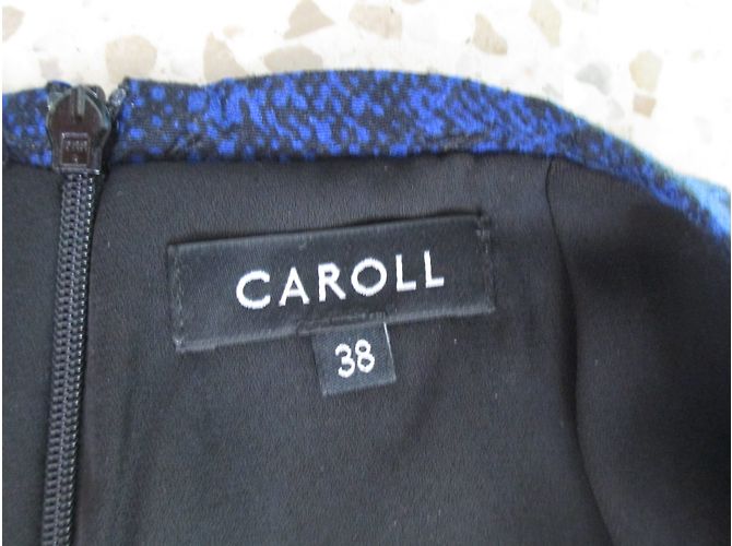 Falda lápiz estampada CAROLL azul y negra de viscosa Negro - vista 4