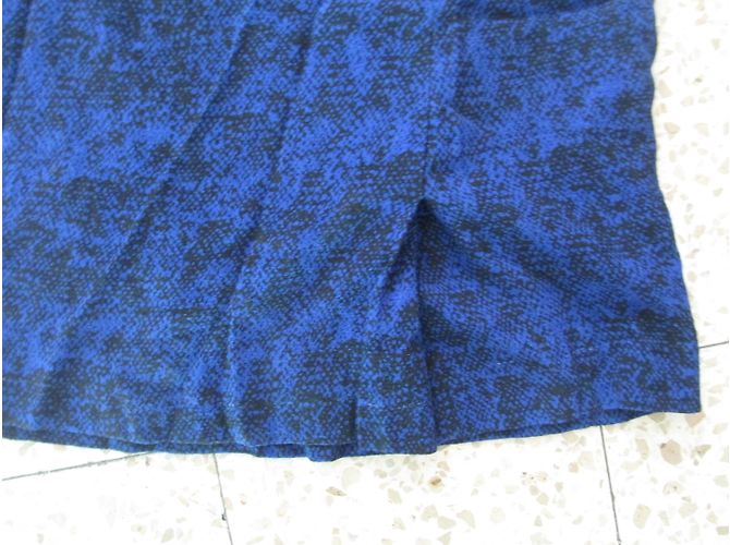 Falda lápiz estampada CAROLL azul y negra de viscosa Negro - vista 5