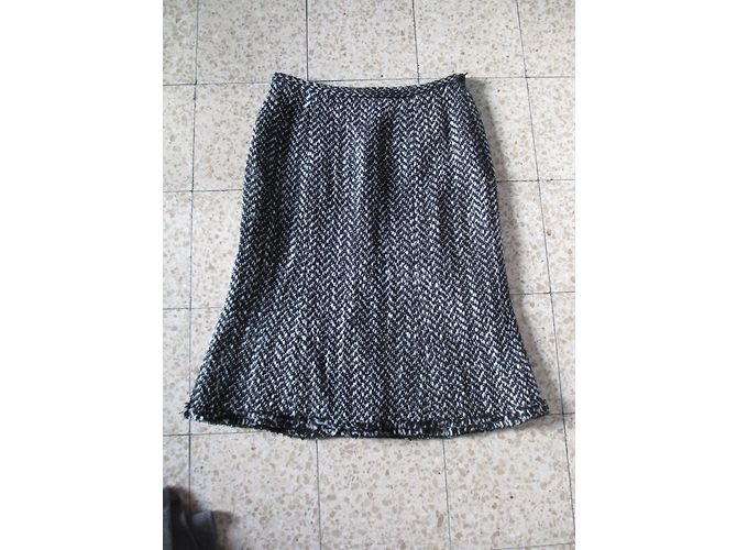 Gerard Darel Woll Tweed Rock Schwarz Weiß - Ansicht 3