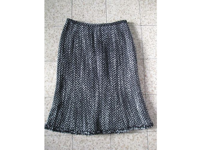 Gerard Darel Woll Tweed Rock Schwarz Weiß - Ansicht 4