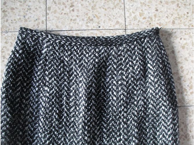 Gerard Darel Woll Tweed Rock Schwarz Weiß - Ansicht 5