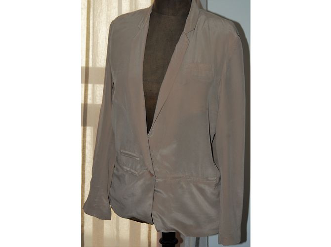 Chaqueta de seda The Kooples Beige Flesh M - vista 4