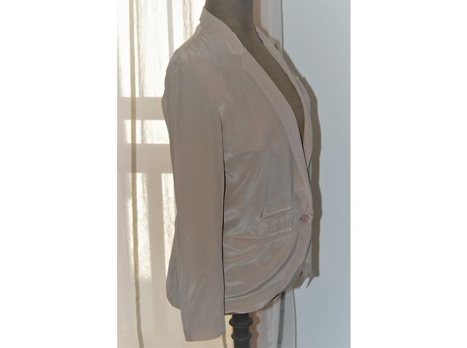 Chaqueta de seda The Kooples Beige Flesh M - vista 6