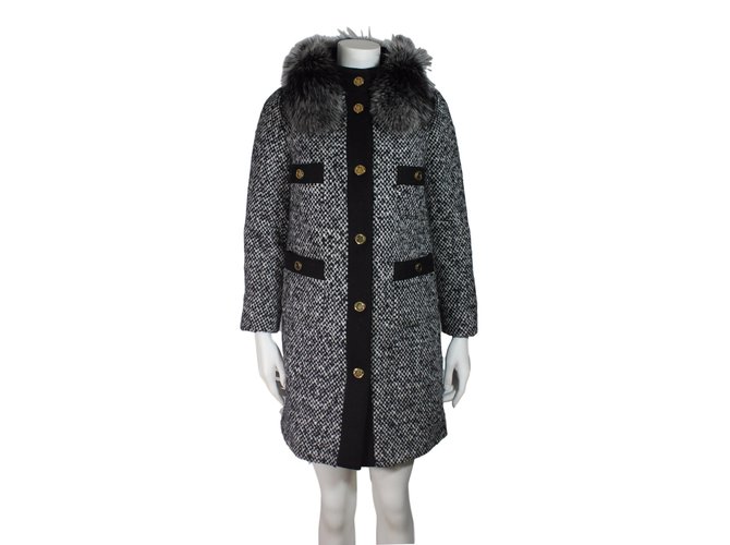 Moncler Loth tweed coat Polyester Wool ref.52585 - Joli Closet