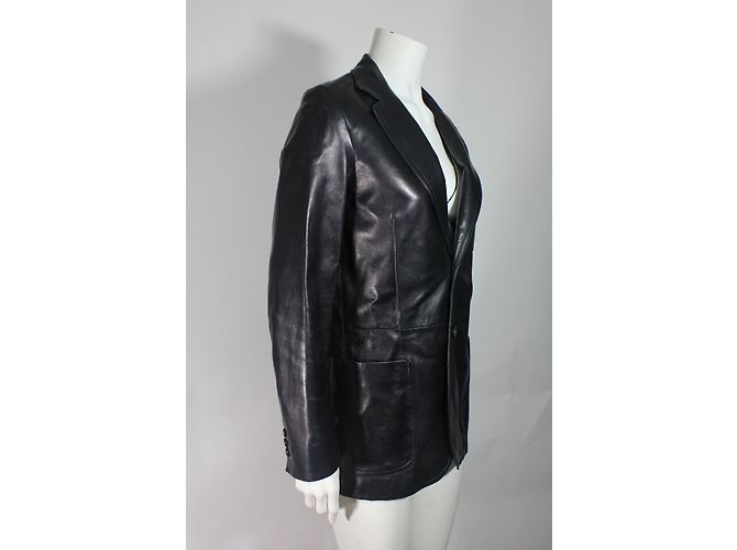 Prada Giacca di pelle nera Nero - vista 5
