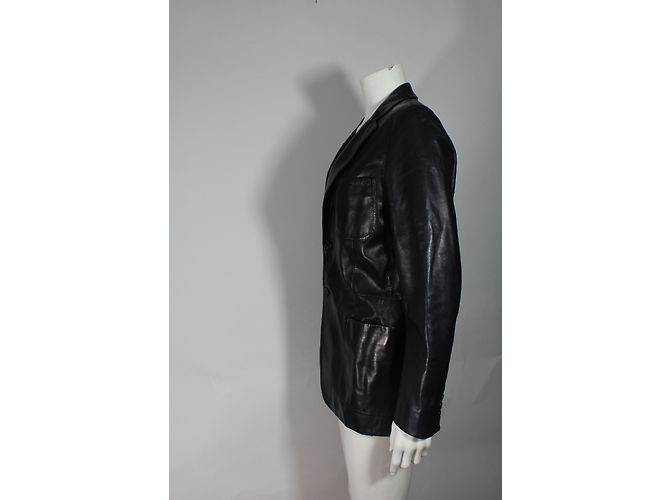 Prada Giacca di pelle nera Nero - vista 7