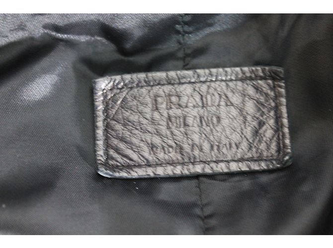 Prada Giacca di pelle nera Nero - vista 8