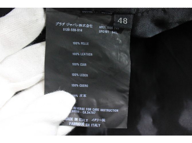 Prada Giacca di pelle nera Nero - vista 9