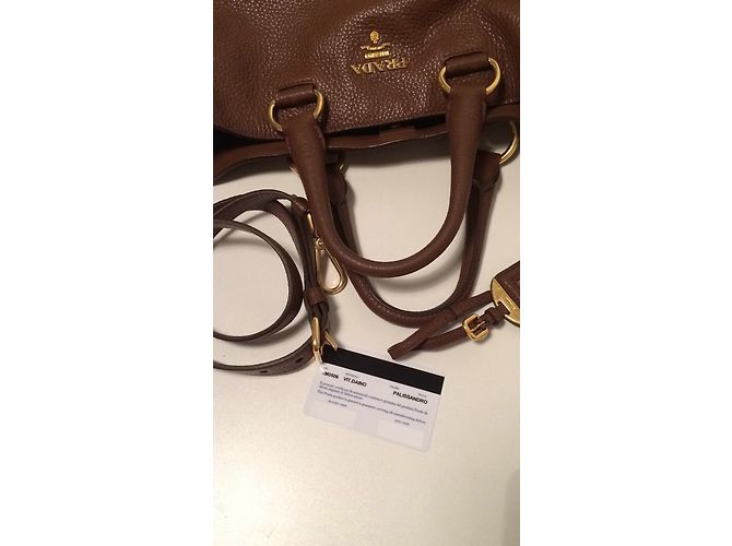 Borsa a mano Prada Vitello Daino in pelle marrone scuro - vista 5