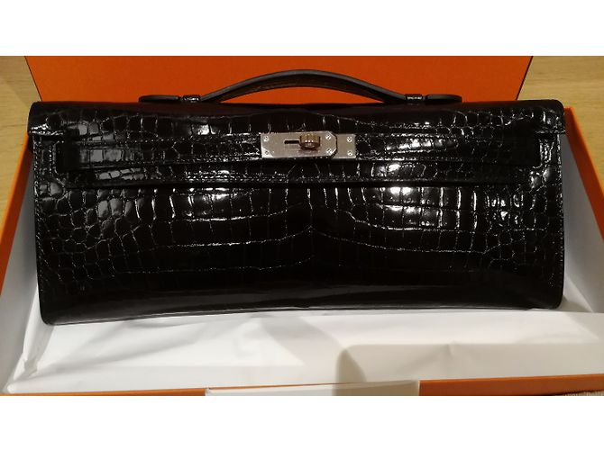 Hermès Kelly corta cocodrilo Negro - vista 3