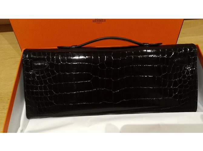 Hermès Kelly corta cocodrilo Negro - vista 4
