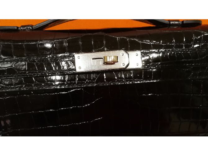 Hermès Kelly corta cocodrilo Negro - vista 5
