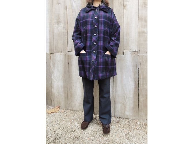 Abrigo Kenzo de lana a cuadros morado con capucha Talla S Púrpura - vista 6