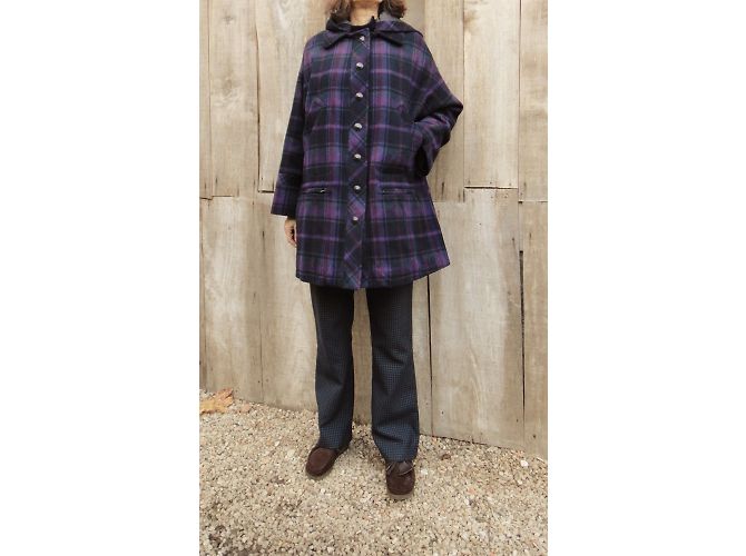 Abrigo Kenzo de lana a cuadros morado con capucha Talla S Púrpura - vista 7