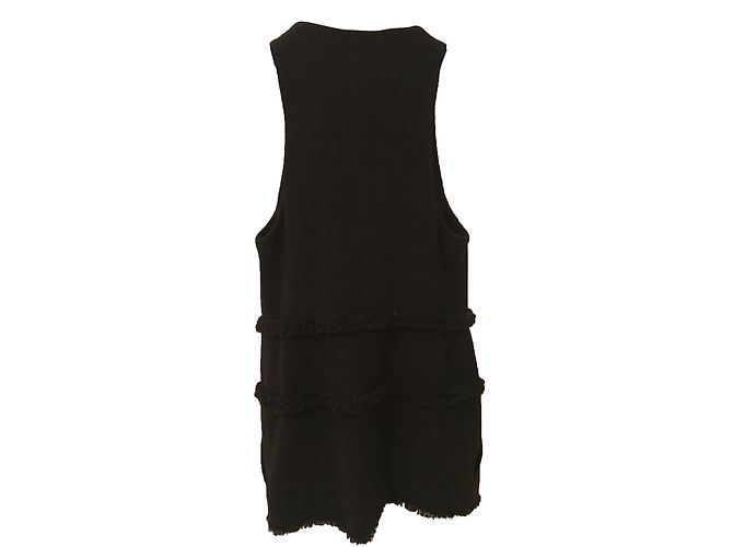 Abito tunica Chanel nero in seta e lana con bottoni logo - vista 2