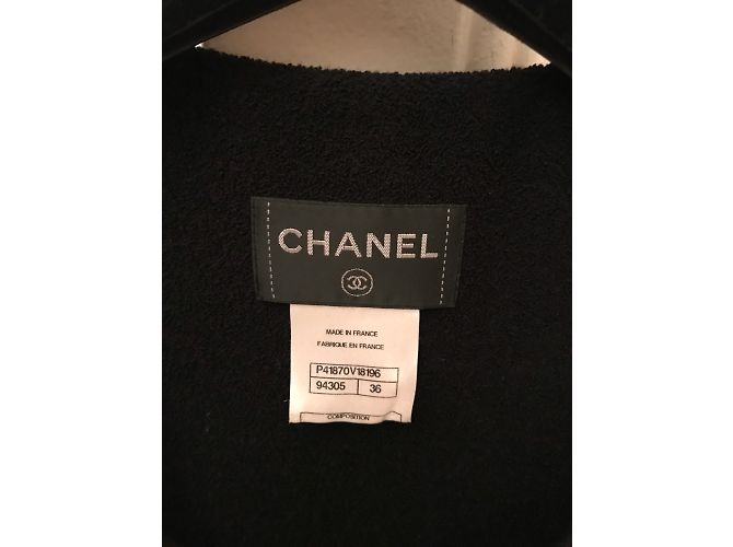 Abito tunica Chanel nero in seta e lana con bottoni logo - vista 3