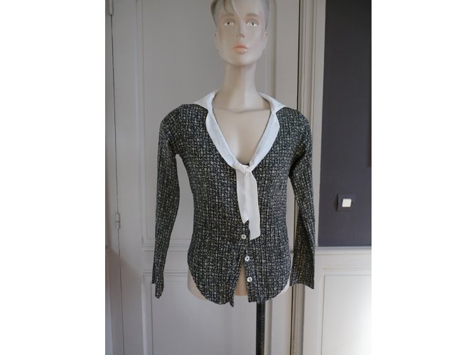 Cotélac Hemd Grau Schwarz Gemustert Polyester 36FR Mehrfarben - Ansicht 4