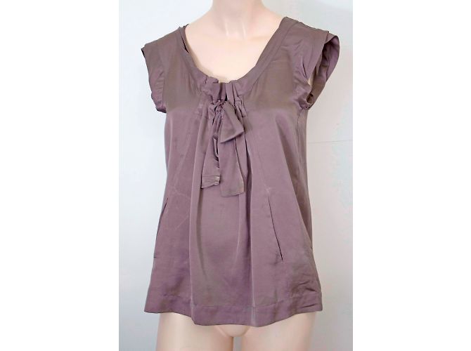 Top de seda Comptoir Des Cotonniers con detalle de lazo Gris - vista 3
