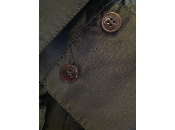 Yves Saint Laurent Camicia in seta con jabot kaki Cachi - vista 7