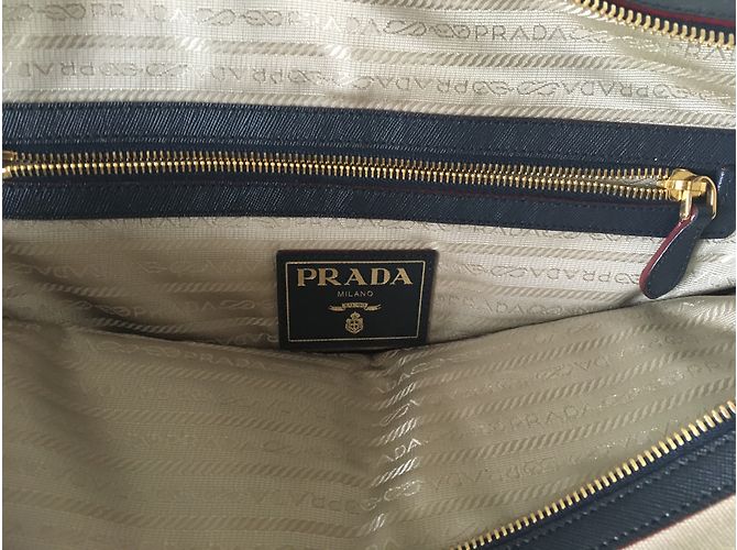 Bolso Prada de piel y tela negro y beige - vista 7