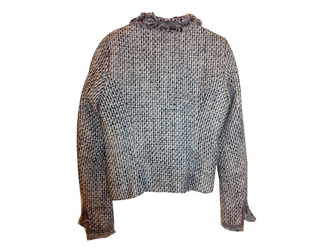 Maison Scotch Giacca di tweed blu e bianca - vista 2