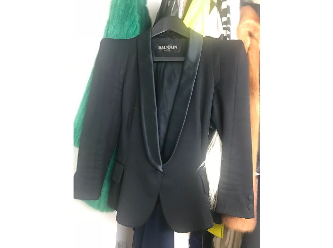 Chaqueta Balmain negra de seda y algodón Negro - vista 3