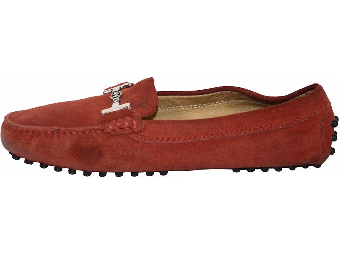 Mocassini Tod's in nubuck rosso 38 - vista 2