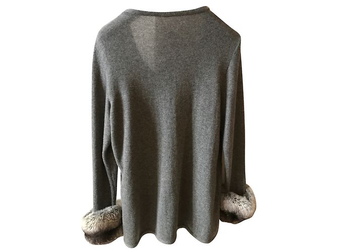 Milady Cardigan aus Kaschmir und Chinchilla Grau - Ansicht 2