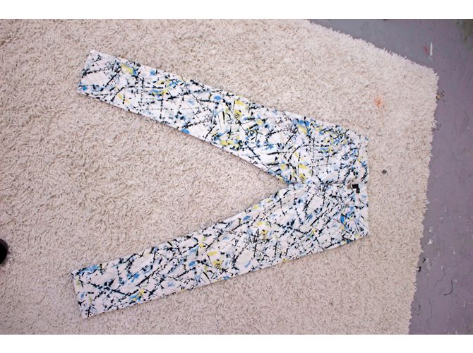 Autre Marque Vaqueros Edun Blancos de Algodón con Estampado Jackson Pollock Talla 27 Multicolor Crudo - vista 3
