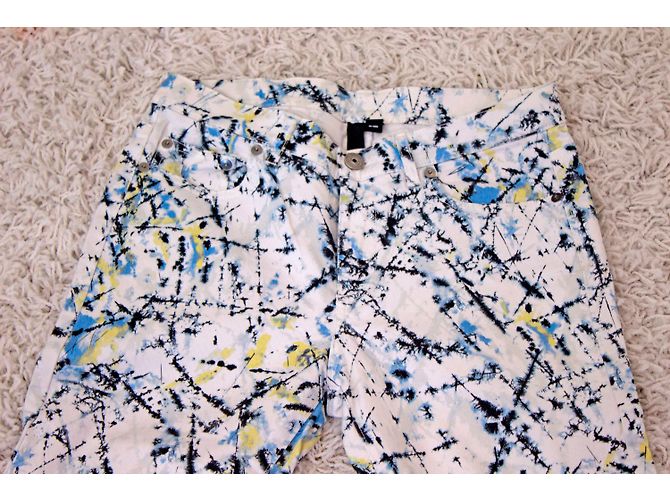 Autre Marque Vaqueros Edun Blancos de Algodón con Estampado Jackson Pollock Talla 27 Multicolor Crudo - vista 4