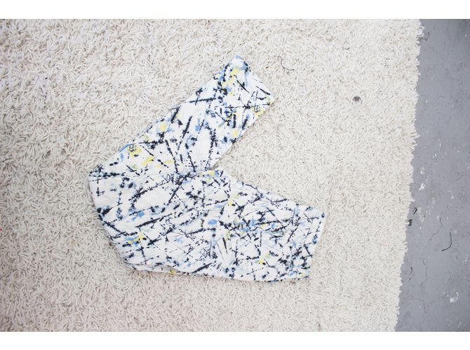 Autre Marque Vaqueros Edun Blancos de Algodón con Estampado Jackson Pollock Talla 27 Multicolor Crudo - vista 6