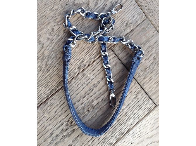 Autre Marque Sac à main en python bleu et beige - vue 6