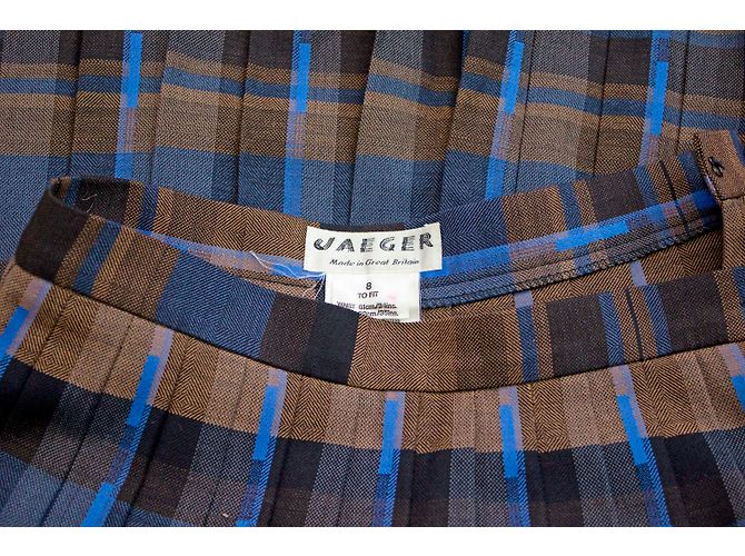 Autre Marque Gonna midi in lana a quadri marrone e blu navy Jaeger - vista 2