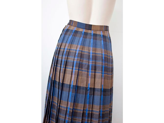 Autre Marque Gonna midi in lana a quadri marrone e blu navy Jaeger - vista 6