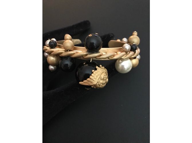 Bracciale rigido Reminiscence oro con perle bianche e nere D'oro - vista 10