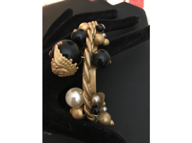 Bracciale rigido Reminiscence oro con perle bianche e nere D'oro - vista 5